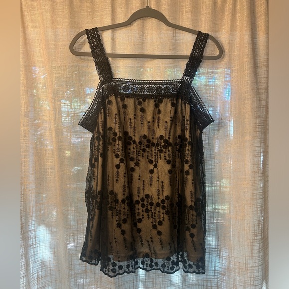 Worth the Wait Black and Nude Lace Tank Top. - Picture 2 of 10